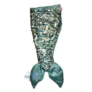 Nicole Miller Home Kids Warm Faux Fur Teal Green Sequin Metallic Mermaids Tail